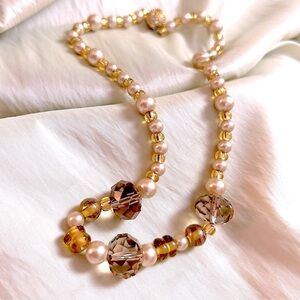 Elegant Gold and Brown Beaded Necklace